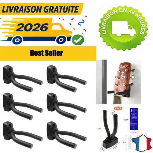 Supports muraux pour - 6, guitare