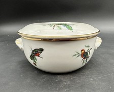 Pillivuyt Pilivite 7.5" Round Covered Serving Casserole Dish Lid Birds Gold Trim
