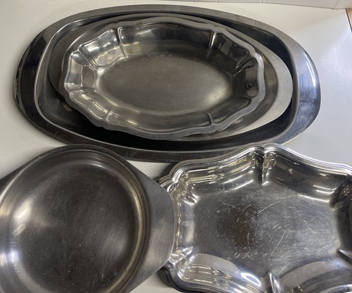 Lot plats inox vintage - de, 6