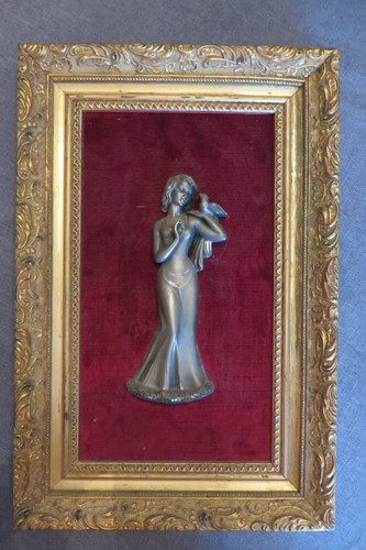 Ancien cadre stuc doré - , femme