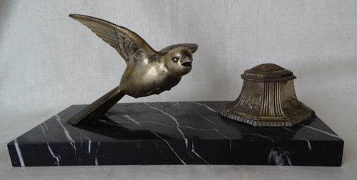 Art déco encrier oiseau - art,