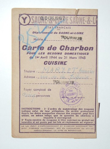 Wwii carte de rationnement - wwii,