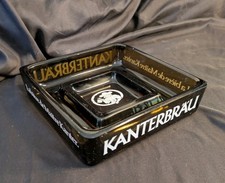Large KANTERBRAU Ashtray, 18 x 18 cm, Smoked Glass, Vintage, Good Condition 