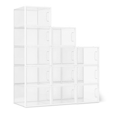 Armoire à chaussures blanche avec portes battantes, 12 paires