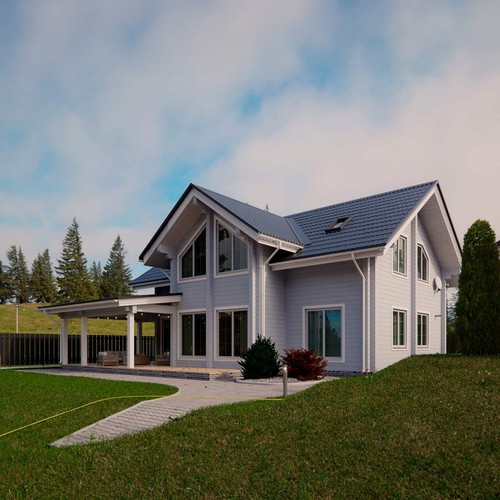 Prefab log cabin home - log,