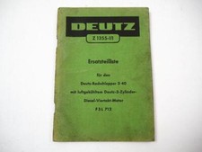 Deutz D40 Tractor with F3L 712 Engine Spare Parts List Spare Parts Catalogue approx. 1958