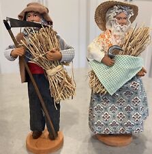 Vintage~Santon de Provence Farmer & Wife ~7.75”~ Escoffier ~Bundles of Straw