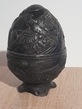 œuf de pâques ancien en étain boite à bijoux art déco