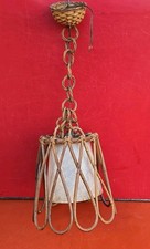 Lustre Suspension en Rotin Vintage Era Audoux Minet Louis Sognot Lampe