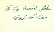 FRED LACOUR Index Card Signed Autographed NBA 1960-63 Warriors, Hawks d.1972