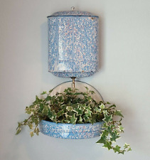 Antique Enamelware French End of Day Fountain Lavabo Set Splatterware RARE