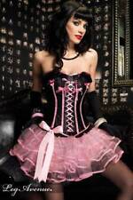 Satin Bustier Burlesque Corset Schwarz-Rosé