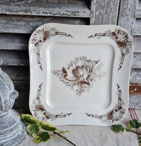 Ancienne assiette carre - assiette, terre