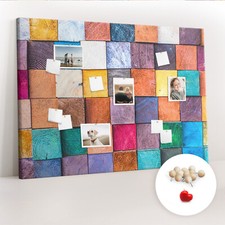 Décoratif Tableau d'affichage Tableau en liège 140x100 Cubes en bois