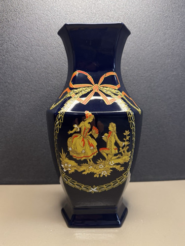 Grand vase bleu cobalt - , décor