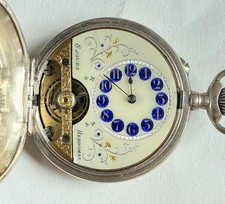Hebdomas Swiss 8 Day 55 MM 7j HC Pin Set Fancy Dial .8 00 Silver Cs 1920’s Runs