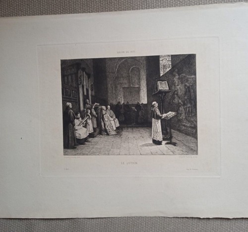 Gravure eau forte lutrin - eau-forte,