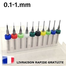 10 Pcs Forets Mèches 0,1 - 1mm Micro Maquettisme Modélisme 1/24 1/35 1/18 HO 