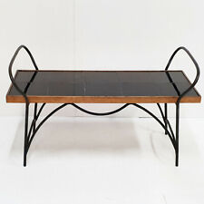 1950s VINTAGE BLACK CERAMIC STEEL & CHENE 50S 1950S RECTANGULAR COFFEE TABLE