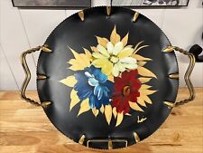 Vintage MCM Farber & Shelvin Tole Tray Hand Painted Wrought Aluminum w/ Handles