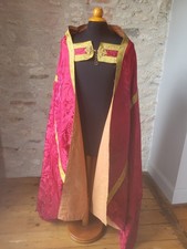 Ancienne Cape liturgique Chape liturgique lampas rouge deb XXè Liturgical cape