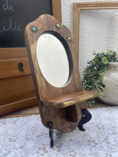Miroir mural vintage bois - mural,