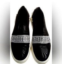VERSACE COLLECTION Black Leather Slip On Sneaker Size 44 EU, 10 US