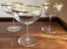 Lot of 3 Large Crystal Cups, Center Table Party or Cocktail Glasses, h. 17cm