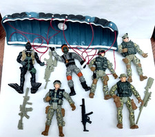 LOT 6 MILITARY SOLDIER FIGURES WITH ACCESSORIES CHAP MEI FIGURE TOY PARACHUTE
