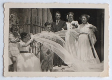 Bridal veil, church exit - old photo snapshot
