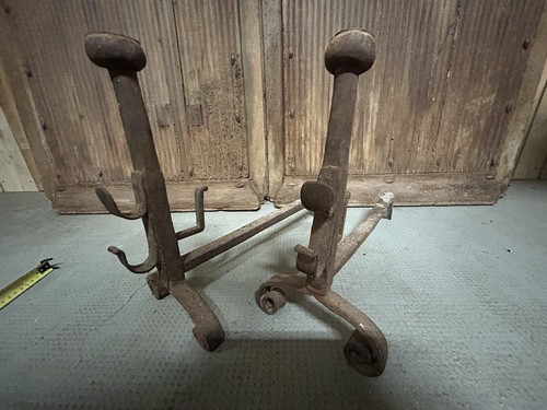 Paire chenets ancien fer - chenets,