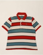 LACOSTE Mens Polo Shirt Size 5 Large Multicoloured Striped Cotton BK10