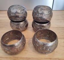 Rond de Serviette Métal Argenté Repoussé Décoration Animaux Oiseaux