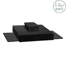 13x Ardoise napperons Sous-verres et Chemin de table Set Bord de coupe à la main