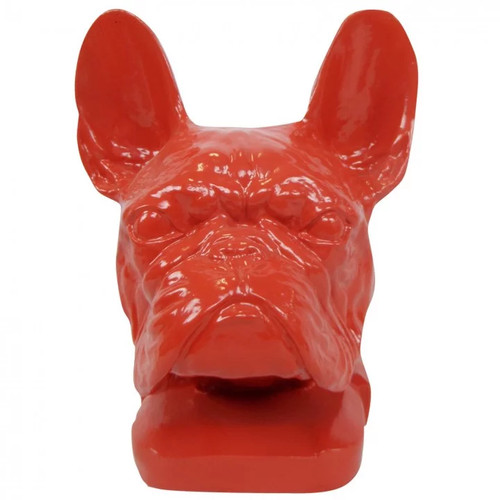 Statue tête chien rouge - tête,