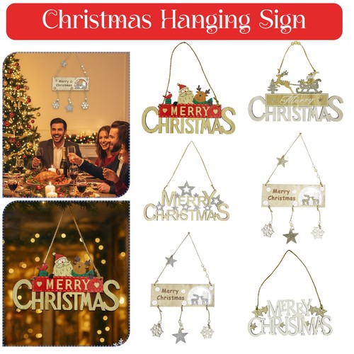 Bois noël signe suspendu - bois,