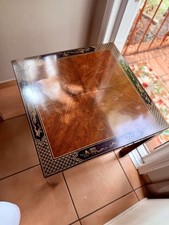 Vintage Asian Black Lacquer Coffee Table – Gold Chinoiserie Border, Wood Center