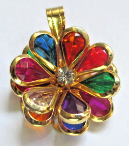 Ancien pendentif fleur couleur