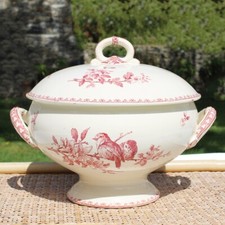Large Antique Sarreguemines Earthenware Tureen Favorite Model