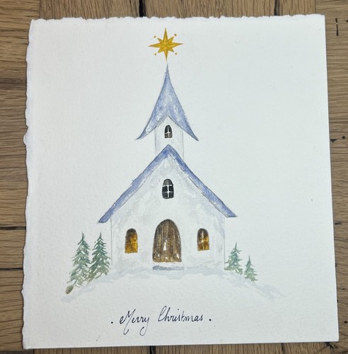 Peinture aquarelle église - aquarelle,