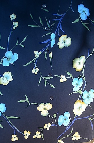 Blue cream and black floral - blue,,