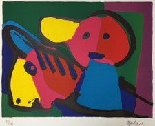 Karel Appel " child and boy " Lithograph Print 1970 Autograph W 30.7 × H 23.4 in