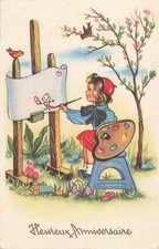 CP ILLUSTREE ANNIVERSAIRE