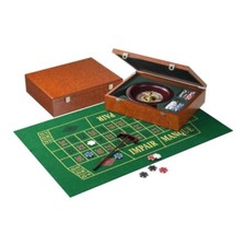 Roulette Set - Wooden Case - Burl Wood Design - 25cm