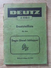 Deutz Tractor D15 Spare Parts List