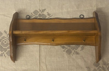 Antique Small Wooden Shelf with 3 Hooks in Good Condition Very Nice