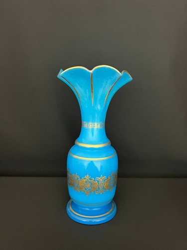 Vase verre opalin bleu à - opalin,