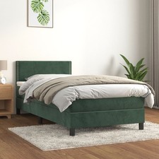 Sommier à Lattes de Lit et Matelas Rembourré Vert Foncé 120x200cm Velours vidaXL