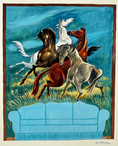 Gouache horses painting