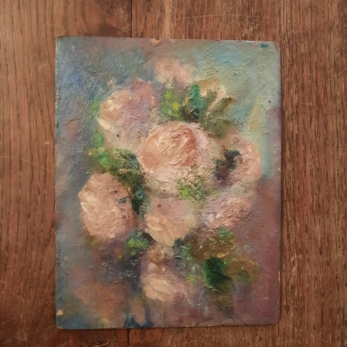 Huile carton tableau - carton, fleurs